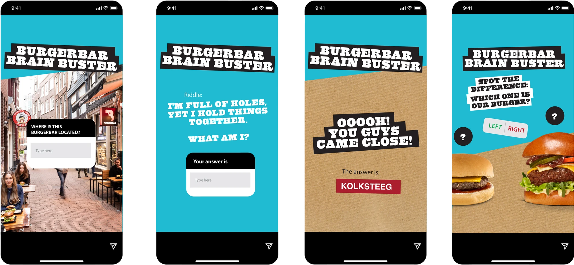 Instagram-quiz Burgerbar Brain Buster: raadsels en spot-the-difference in stories